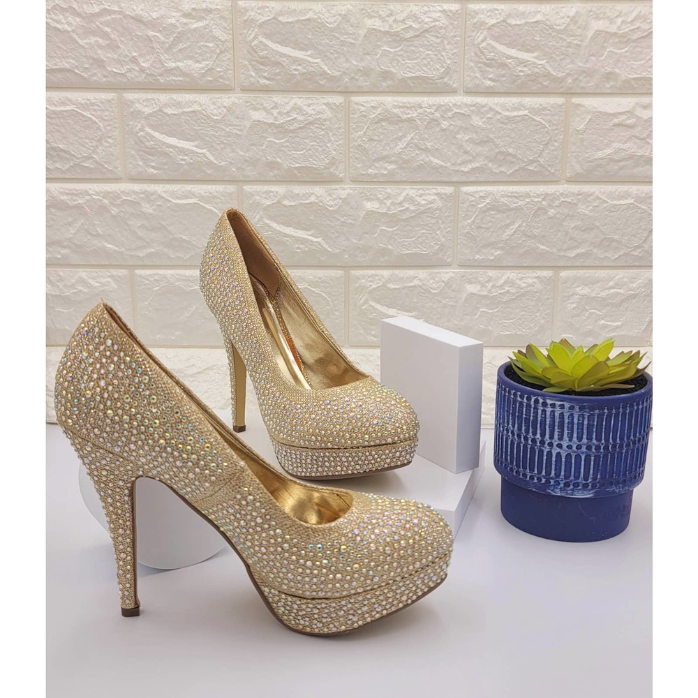 Pierre Dumas Rhinestone Studded Heels